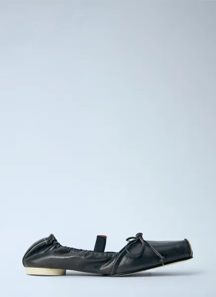 Square Toe Bow Ballerina Shoes
