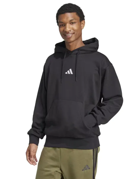 Adidas Essentials Feelcozy Cotton Rich Fleece Hoodie Black