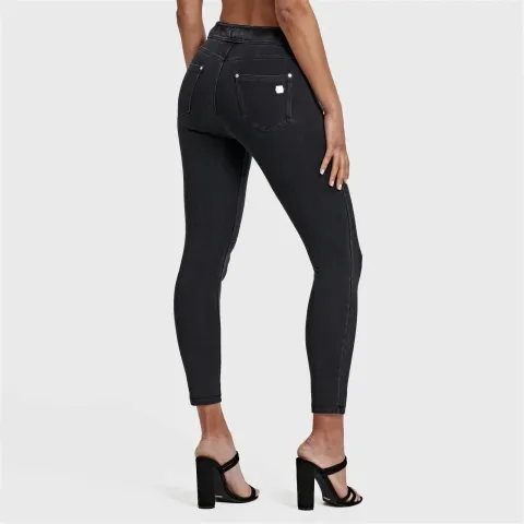 Freddy N.O.W Denim - High Waisted - 7/8 Length - Black + Black Stitching