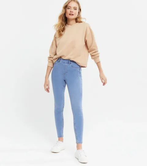Women's Bright Blue Mid Rise Lift & Shape Emilee Jeggings