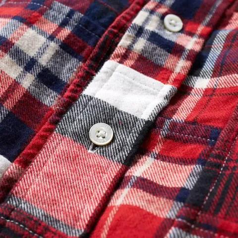 Button Down Patchwork Check Shirt