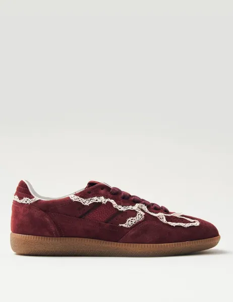 ALOHAS Tb.490 Suede Lace Up Trainers Burgundy