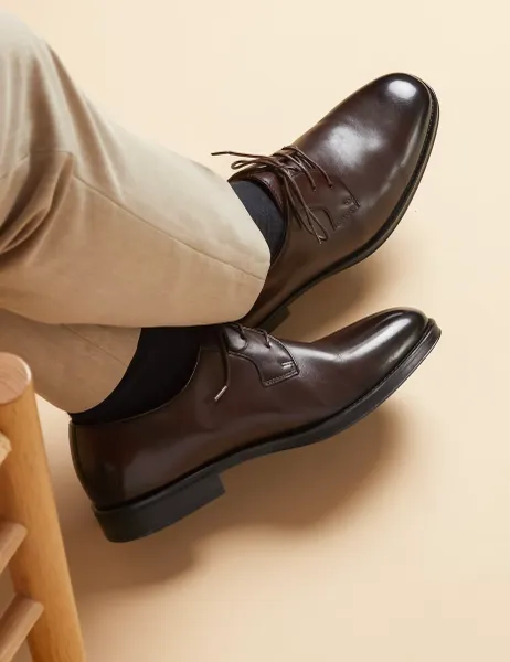 Jones Bootmaker Wide Fit Leather Derby Shoes Dark Brown