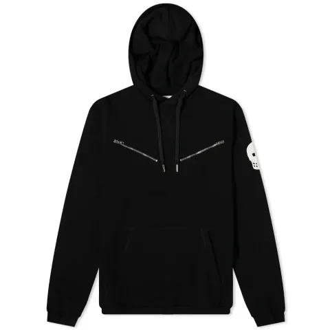 Zip Skull Patch Popover Hoodie