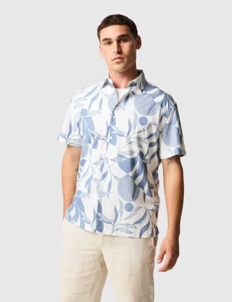 Rodd & Gunn Carrington Relaxed Fit Pure Cotton Shirt Blue Mix