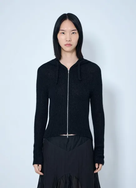 Compact Hooded Zip-Up Cardigan
