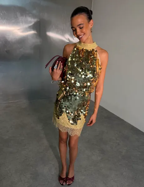 Sequin Mini Slip Skirt Gold Mix