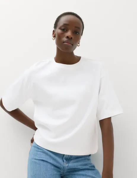 Marks & Spencer Pure Cotton Boxy T-Shirt White
