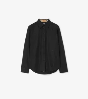 Classic Fit Cotton Poplin Shirt in Black