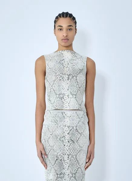 Snake-Print Embossed Tank Top