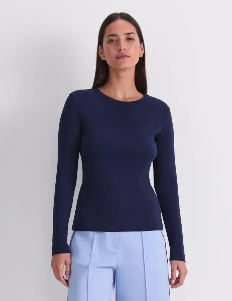 Sportscraft Pure Cotton Crew Neck Top Navy