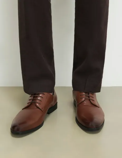 River Island Faux Leather Derby Shoes Tan