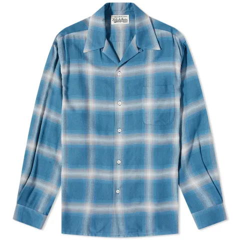Ombre Check Open Collar Shirt