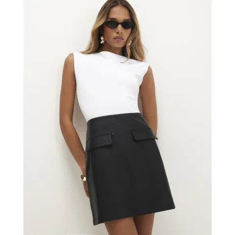 River Island Faux Leather Pocket Detail Mini Skirt
