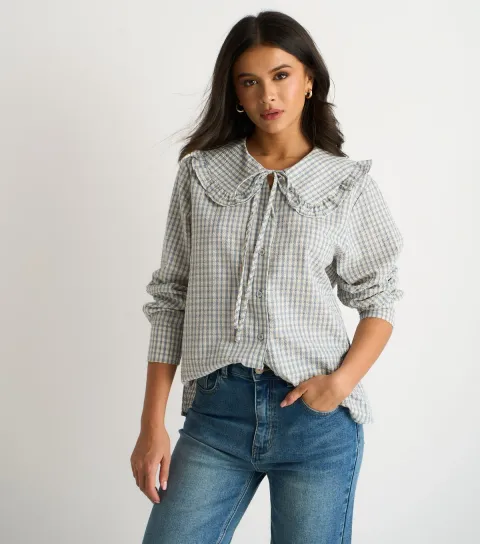 Women's Blue Collared Shirt