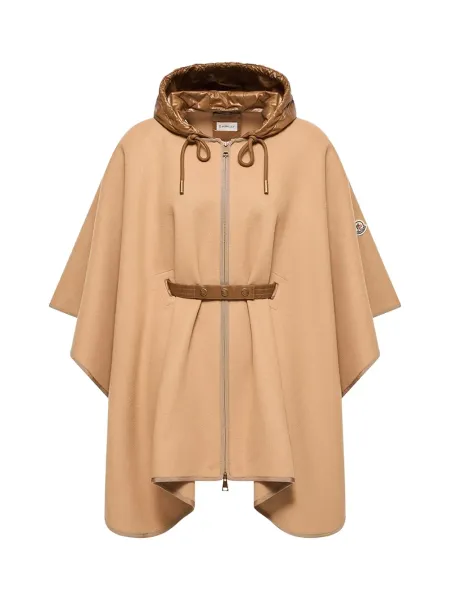 Women Padded Wool Cape Beige