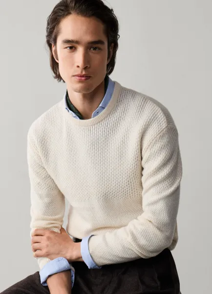 Hackett Wool-Cashmere Duo Stitch Crew Neck Jumper