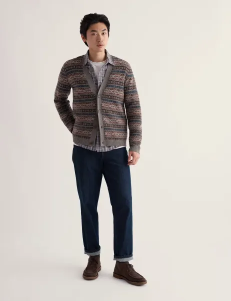 Seasalt Cornwall Lambswool Rich Fair Isle V Neck Cardigan Grey Mix
