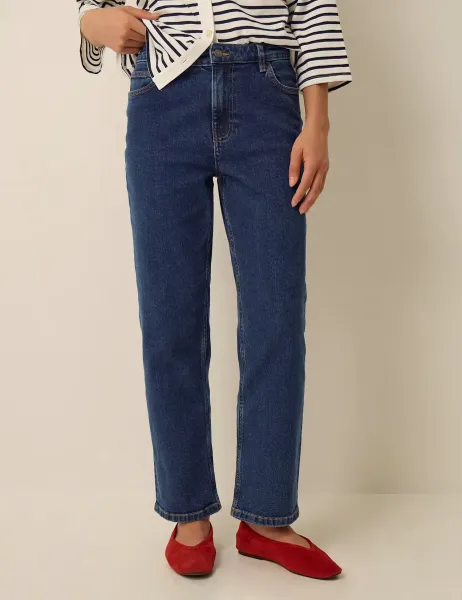 Monsoon Straight Leg High Waisted Jeans Blue