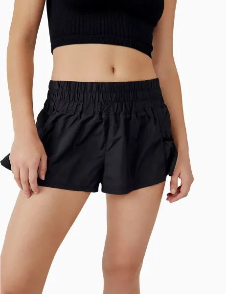 FP Movement Get Your Flirt On High Waisted Gym Shorts Black