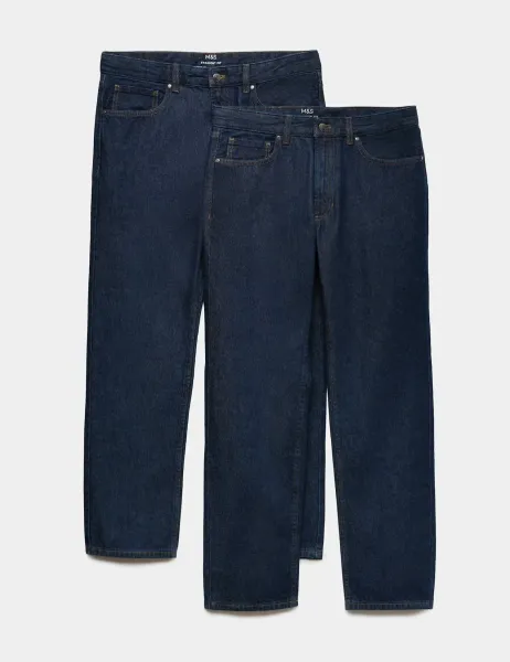 Marks & Spencer 2 Pack Straight Fit Rigid Jeans