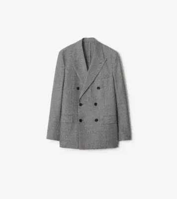 Puppytooth Check Wool Tailored Jacket in Titanium grey/black