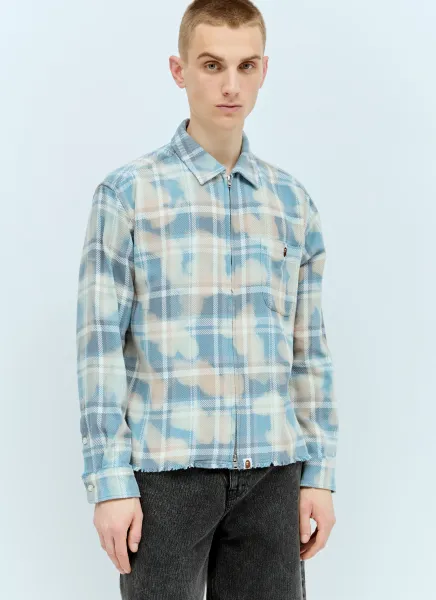 Bleached BAPE Check Zip Shirt