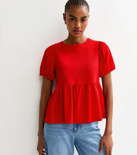New Look Women's Tall Red Tie Back Flared Hem Top