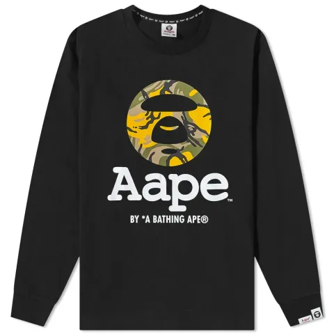 AAPE Long Sleeve Camo Moon Face T-Shirt