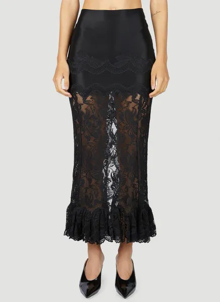 Sheer Lace Midi Skirt