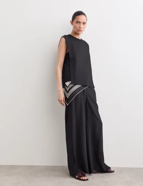 Jaeger Cotton Modal Blend Ribbed Tank Top Black