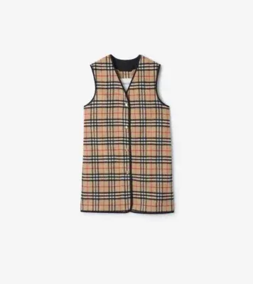 Check Wool Cashmere Warmer in Archive beige