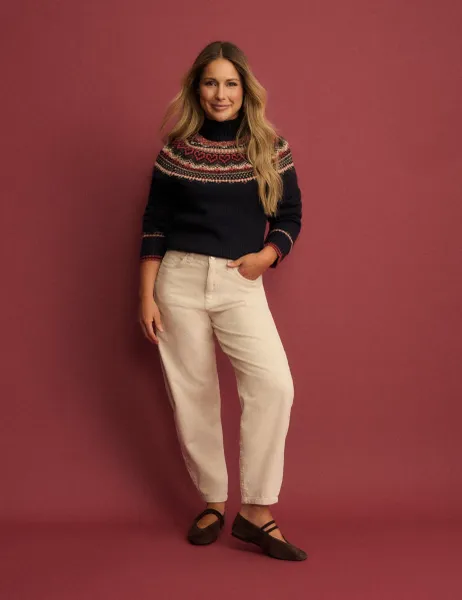 Nobody's Child X Louise Thompson Corduroy Barrel Leg Jeans Cream