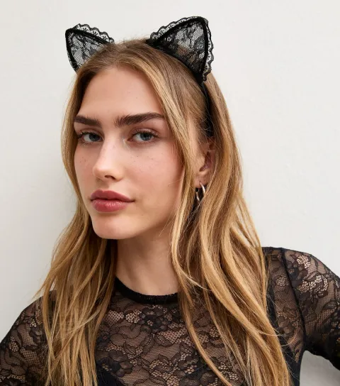 New Look Black Lace Cat Ears Headband