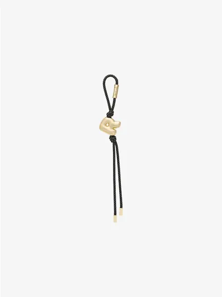 Initial Gold-Tone and Speckled Cord Bag Charm