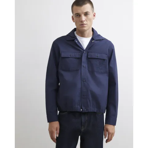River Island Cotton Hooded Snap Button Overshirt
