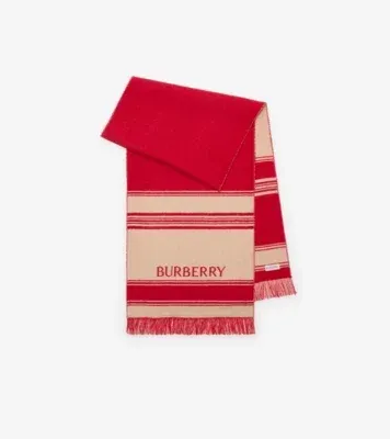 Knight Striped Wool Scarf in Crayon red