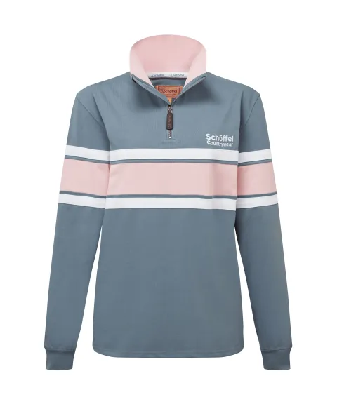 Schöffel Country Women's Exmouth Heritage Quarter Zip - Dark Pigeon Blue/Chalky Coral