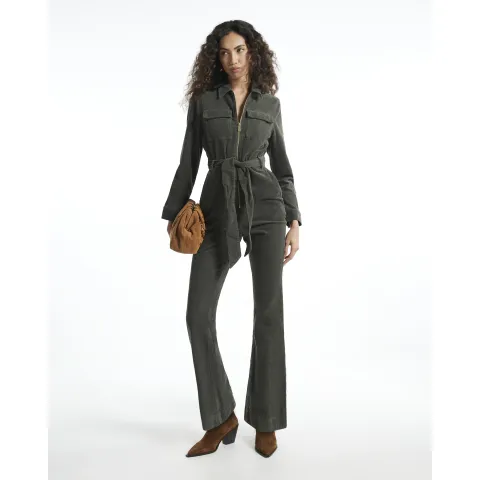 River Island Corduroy Long Sleeve Belted Jumpsuit