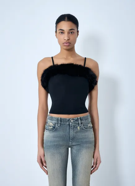 Faux Fur Strap Top