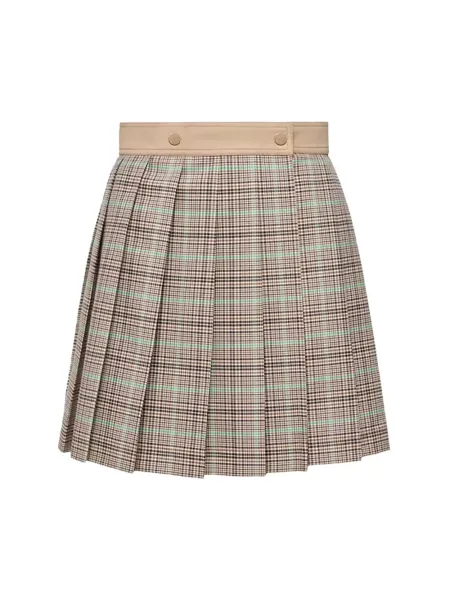Women Checked Pleated Mini Skirt