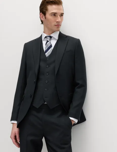 M&S SARTORIAL Slim Fit Premium Pure Wool Suit Jacket Navy