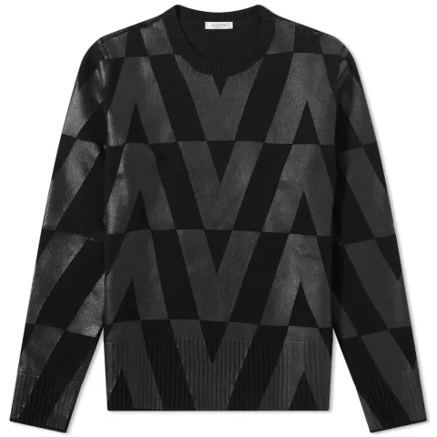 Optical Intarsia Crew Knit
