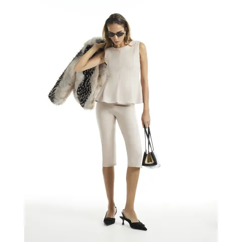 River Island Faux Suede Sleeveless Peplum Top