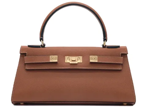 Maya East West Dolomite Pebble Print Calf Leather Handbag - Tan - 2