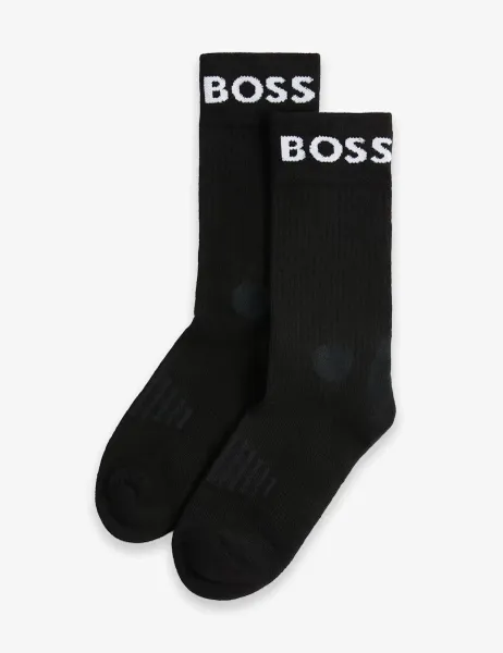 Boss 2 Pack Cotton Rich Sports Socks Black