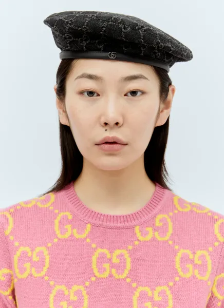 GG Denim Beret Hat