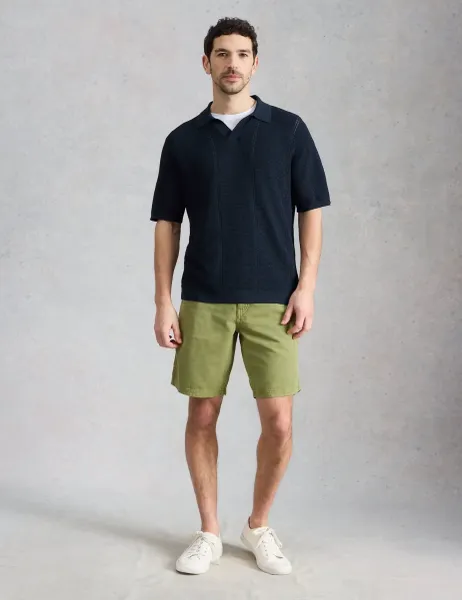 White Stuff Cotton Rich Knitted Polo Shirt Navy