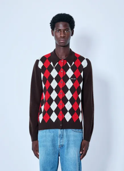 MIU MIU Cashmere Argyle Cardigan