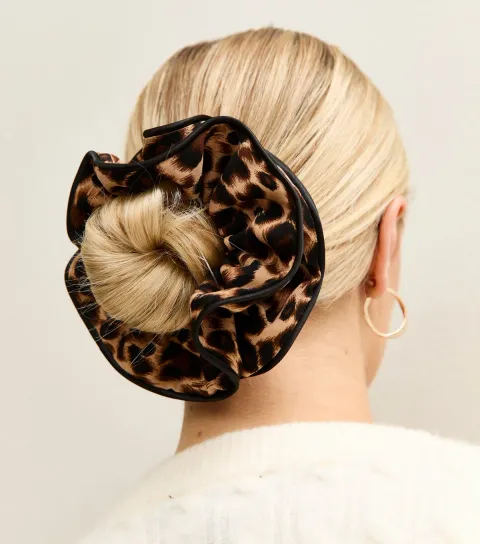 Brown Leopard Print Scrunchie
